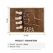 1pc Creative Father's Day Wooden Decorative Hanging Ornament, Fist Design Wall Art, Personalized Wooden Home Decor, "Dad" Birthday Gift, Father's Day Gift, New Dad Gift, Father-Daughter Gift - Multicolor - View 2