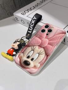 Disney Mickey Mouse Clubhouse Phone Case : 3D Fluffy Pattern Border Protector Phone Soft Phone Case With A Free Cute Mickey Bracelet Chain Lanyard, Mickey, Minnie, Goofy, Donald Duck, Daisy Duck, Pluto, For Apple 17 Promax 17 Pro 16 15 14 13 12 11 Pro Max XS Max X XR Soft Cover Summer Phone Case - 白色 - 查看 7
