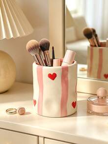 1pc High-End Nordic Style Donut Shaped Makeup Brush Holder, Multi-Functional Pen Cup Decor, Large Capacity For Home & Office Storage, Suitable For Brushes, Combs, Puffs - Multicolor - View 2