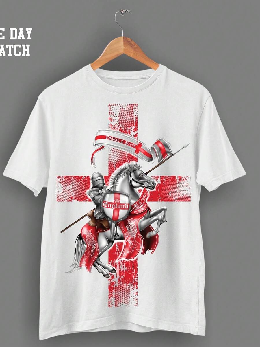 ST George T SHirt  England's Saint George T-Shirt  St George Drag Slayer Shirt - White - View 1