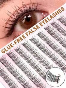 LIMEIKAI 120pcs Glue-Free False Eyelashes, Natural Fishbone Segmented Lashes, C-Curl Thick Individual Lashes, Volumizing Eyelash Set, Suitable For Beginners - View 2