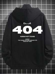 Krometka Men's Autumn/Winter Street Style Numeric Element Print Hoodie Sweatshirt-Unisex Women & Men's Daily Wear - Black - View 5