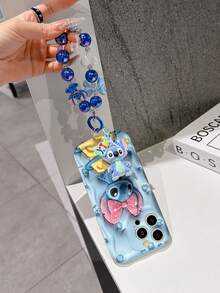 Disney Has Authorized, Phone Case - Chain Set, The Stitch Lilo & Stitch 3D Phone Case Plus A Silicone 3D Stitch Bracelet With Metallic Ring Removable Bracelet, Stitch And Angel Pattern, Compatible With Iphone17/16/15/14/13/12/11/XS/XR/X Plus Pro Max, A Stylish Cartoon Phone Case, The Perfect Gift Choice, Phone Protection, Durable Phone Cover, Great Gift For Friends And Family. - 白色 - 查看 3