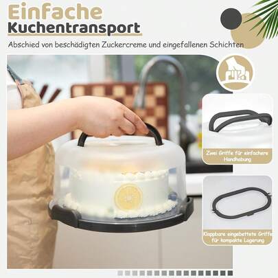 1 scatola rotonda da 10 pollici per il trasporto di torte con coperchio e maniglia, cupola per torte, cupcake e muffin