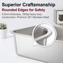 Large Stainless Steel Litter Box With High Sides, Mess Free Metal Cat Litter Pan, Non-Stick Easy To Clean Pet Toilet For Large Cats & Rabbits - XL - View 8