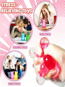 Virus-Shaped Squeeze Toy, Soft And Transparent Jelly Stress Relief Squeeze Ball, Soothing Fingertip Toy Suitable For ADHD/Autism, Silent Toy Suitable For Office Settings, Holiday Gift, Birthday Gift - Multicolor - View 4