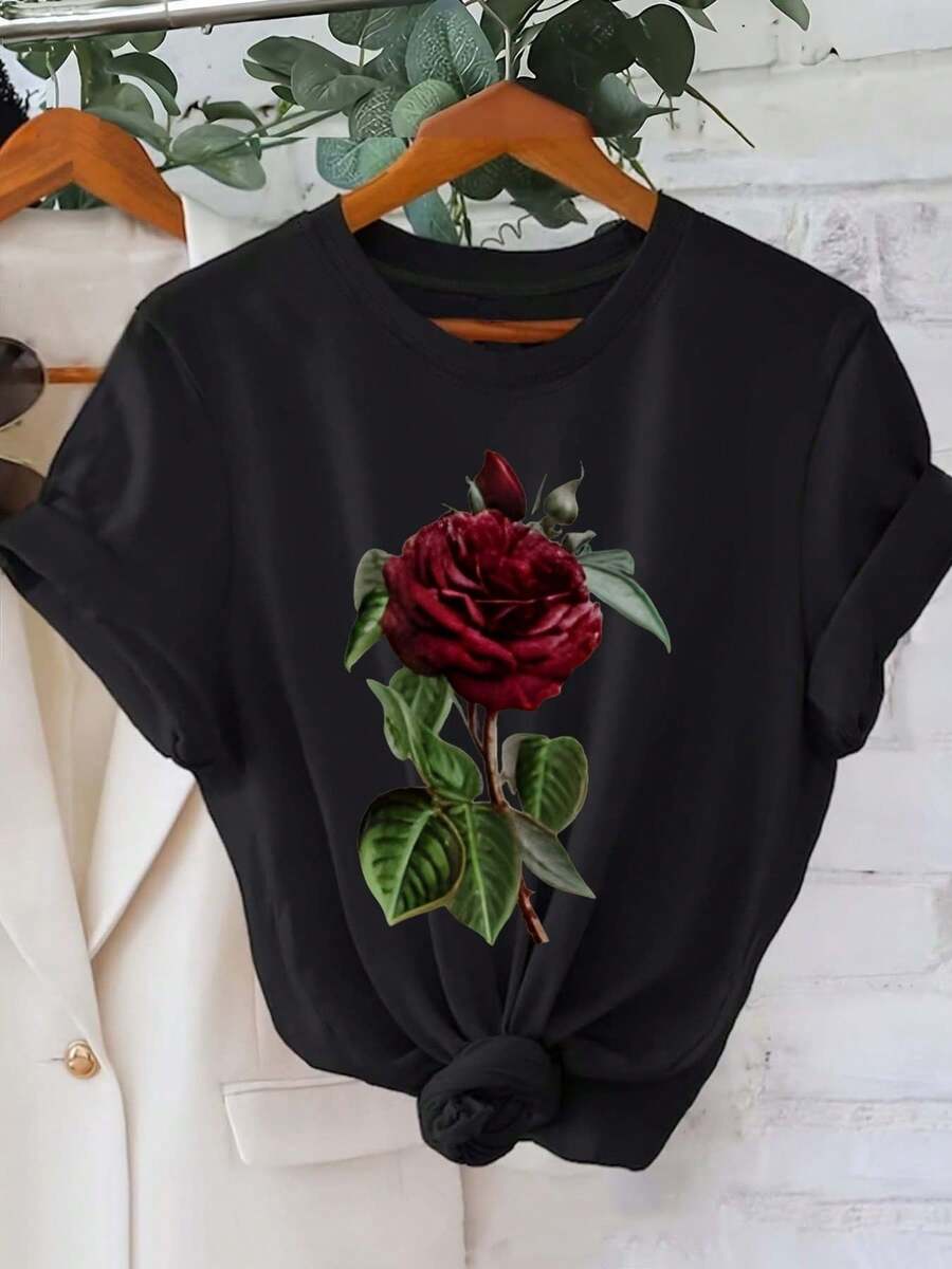 Plus Size - Plus Size - Plus Size Camiseta de manga corta casual de las mujeres, suelta cómoda y transpirable de moda para el uso diario y de verano