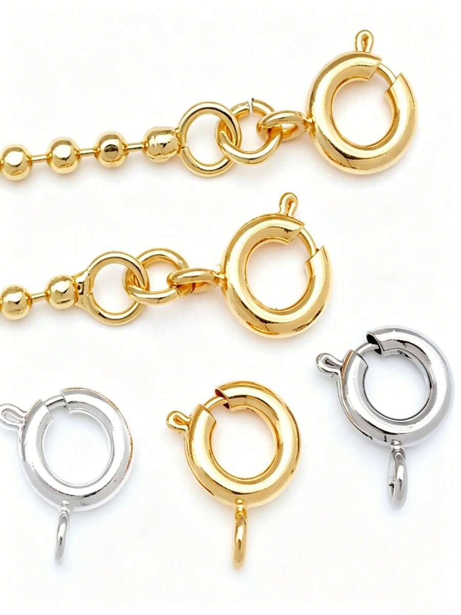 10 chiếc khóa lò xo bằng đồng mạ vàng và bạc 18K, thích hợp để làm vòng tay, dây chuyền và trang sức DIY. - Khóa lò xo - Xem 1