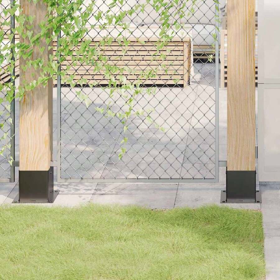 vidaXL Post Bases Square 12 Pcs Anthracite 5.55x5.55" Powder-Coated Steel - A - View 1