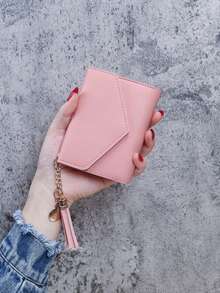 1 PC Tassel Pendant With Lychee Pattern Wallet, Card Holder, Coin Purse, Three Fold Wallet, Suitable For Storing Change And Keys - Multicolor - View 3