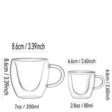 1/2/4/6件創意心形雙層隔熱玻璃咖啡/茶杯，80ml與200ml容量，附手柄。非常適合濃縮咖啡與卡布奇諾。也適合作為送給妻子、女朋友或家人的獨特生日或節日禮物。 - 彩色 - 查看 3