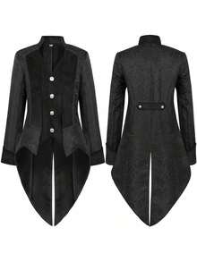 Veste Steampunk médiévale pour homme, idéale pour Halloween, style gothique victorien, costume d'uniforme. - 231005 Gilet noir et smoking - Voir 1