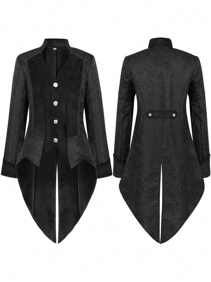 Veste Steampunk médiévale pour homme, idéale pour Halloween, style gothique victorien, costume d'uniforme. - 231005 Gilet noir et smoking - Voir 1