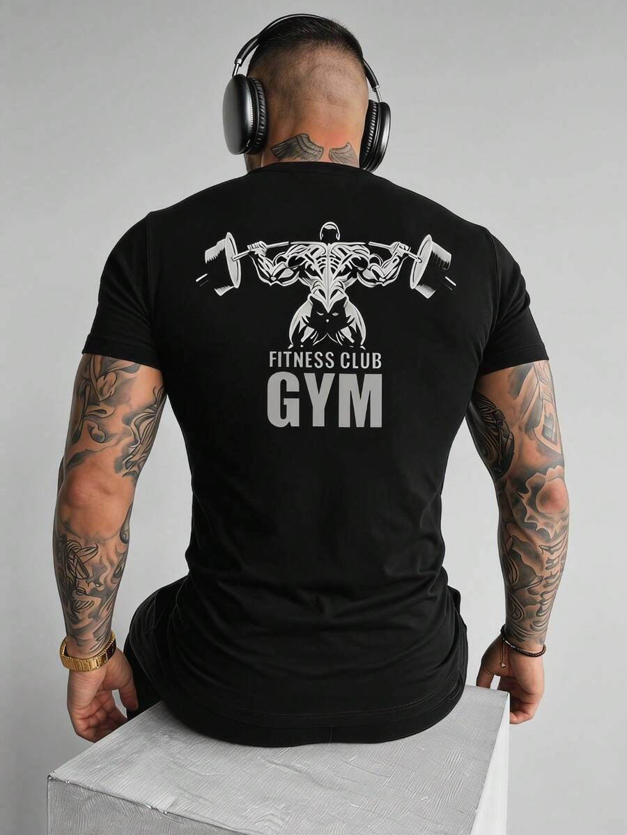 ZYNTH BALENO Áo thun nam tay ngắn cổ tròn in họa tiết thời trang, thích hợp cho phòng tập gym và các hoạt động thể thao ngoài trời. - màu đen - Xem 1