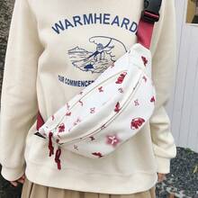 Japanese Style Sports Sling Bag, Fashion Phone Waist Pouch, Lightweight Shoulder Bag, Chest Bag - Red - View 5