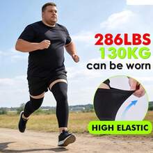 RPPR 1pair/ 2pcs- Extra Large High Elastic Full Leg Compression Sleeves, Extended Length Knee Brace, Long Knee Support For Running, Workout, Daily Life, Knee Sleeves For Men & Women, Black/ Gray, 4XL, For Weight Up To: 286lbs/ 130kg - Multicolor - View 4