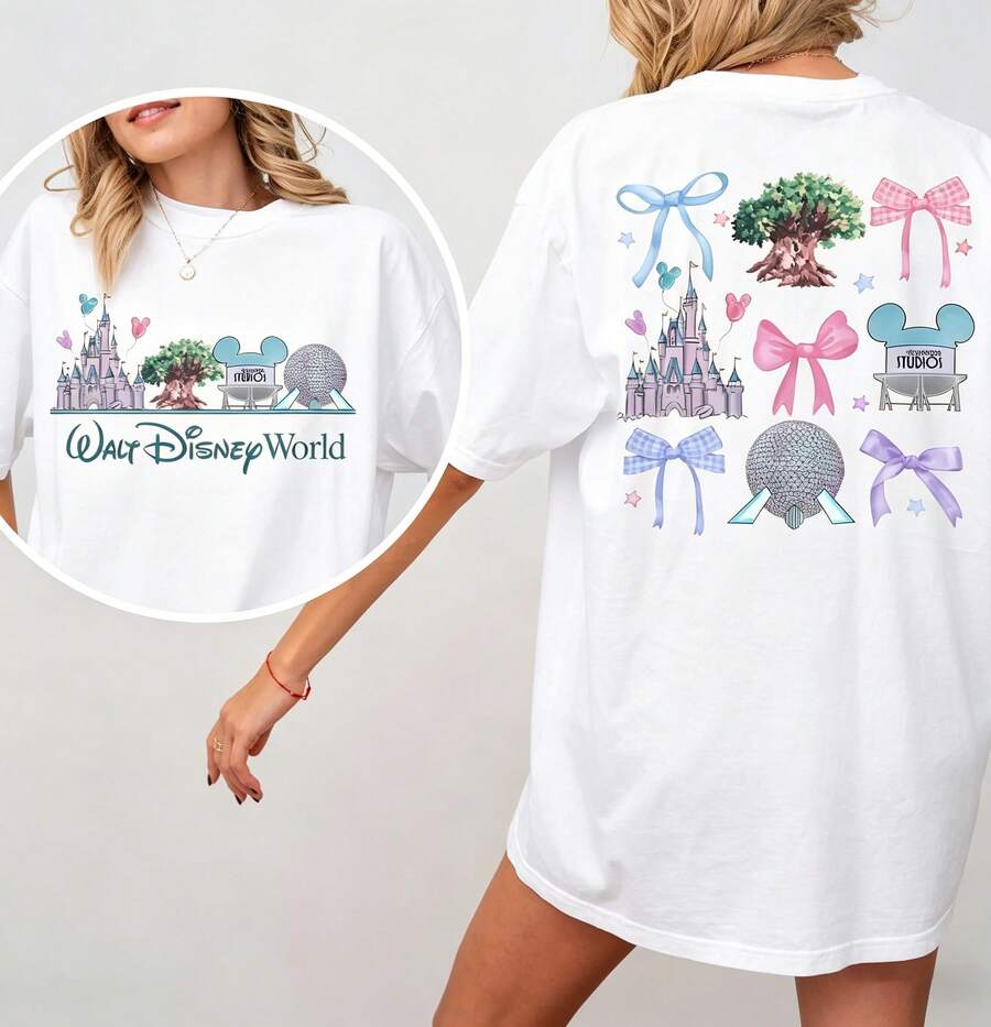 ComfortColors Walt Disney World Shirt Magic Kingdom Animal Kingdom Epcot Fantasyland Disney Parks Disney Trip Family Matching Shirt Disney Oversized T-Shirt - 白色 - 查看 1