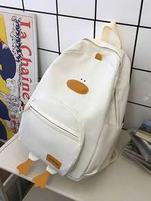 2026 New High-Value Student Backpack, Minimalist Corduroy Large Capacity Middle School Backpack - White - View 10