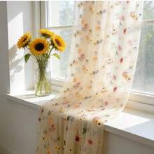 10ft Daisy Embroidered Sheer Table Runner, Floral Seasonal Versatile Mesh Decor For Home Party Kitchen Dining Table - Champagne - View 6