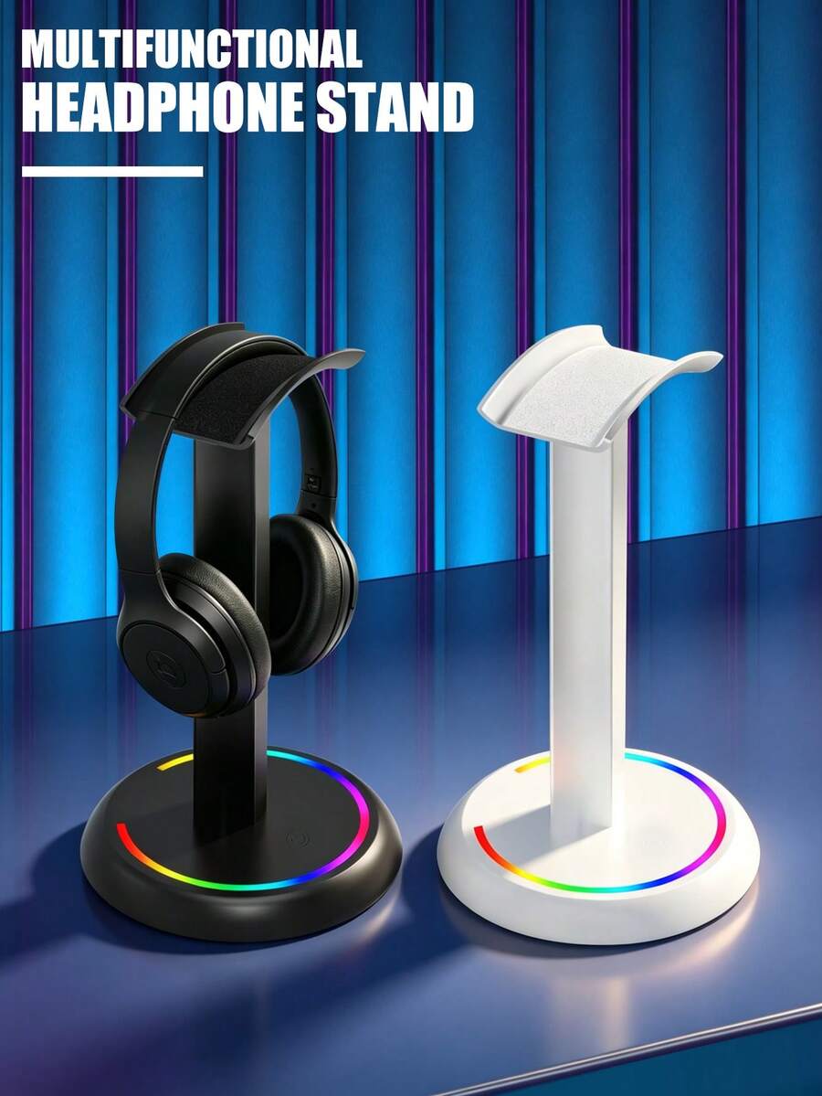 Giá đỡ tai nghe RGB ổn định với đèn LED điều khiển cảm ứng, đế chống trượt và đệm cong, bảo vệ tai nghe và giữ cho bàn làm việc gọn gàng cho game thủ PC. - Xem 1