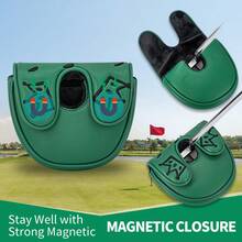 1PC Cheese Crown Pattern Golf Mallet Putter Cover, Made Of PU Material With Exquisite Embroidery, Universal Fit For Most Golf Brands - Multicolor - View 5