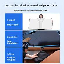 Upgraded Universal Car Windshield Sun Shade, Foldable Car Sun Visor, Easy Installation And Storage, Effective Heat Insulation Material, Blocks Strong Light And UV, Reduces Glare, Protects Interior, Keeps Car Comfortable, Practical Car Accessory, Essential For Summer Driving, Suitable For Daily Use, Travel, And Commuting - Upgraded Car Sunshade - View 4