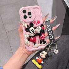 This Disney Mickey Mouse Lanyard Phone Case Is Fully Covered In TPU Material. It's Shockproof, Lightweight, And Compatible With IPhone17/16/11/13/15/15 Plus/15 Pro/15 Pro Max/12/14 Pro Max/11 Pro Max/12 Pro/12 Pro Max/13. This Phone Case Makes A Popular Birthday Gift Or Business Gift; It's Durable, Stain- And Fingerprint Resistant, And Suitable For Both Men And Women. The Set Also Includes A Mickey Mouse Phone Case And A Mickey Mouse Plush Bracelet. It's A Perfect Gift For Friends And Family. This Stylish Phone Case Is Fun, Lightweight, And Durable. IPhone17 Pro Max Phone Case, Minnie Mouse Phone Case. - 白色 - 查看 6