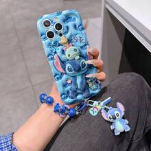 Disney Has Authorized, Phone Case - Chain Set, The Stitch Lilo & Stitch 3D Phone Case Plus A Silicone 3D Stitch Bracelet With Metallic Ring Removable Bracelet, Stitch And Angel Pattern, Compatible With Iphone17/16/15/14/13/12/11/XS/XR/X Plus Pro Max, A Stylish Cartoon Phone Case, The Perfect Gift Choice, Phone Protection, Durable Phone Cover, Great Gift For Friends And Family. - trắng - Xem 5