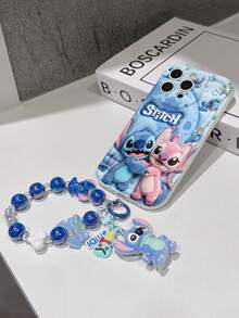 Disney Has Authorized, Phone Case - Chain Set, The Stitch Lilo & Stitch 3D Phone Case Plus A Silicone 3D Stitch Bracelet With Metallic Ring Removable Bracelet, Stitch And Angel Pattern, Compatible With Iphone17/16/15/14/13/12/11/XS/XR/X Plus Pro Max, A Stylish Cartoon Phone Case, The Perfect Gift Choice, Phone Protection, Durable Phone Cover, Great Gift For Friends And Family. - 白色 - 查看 5