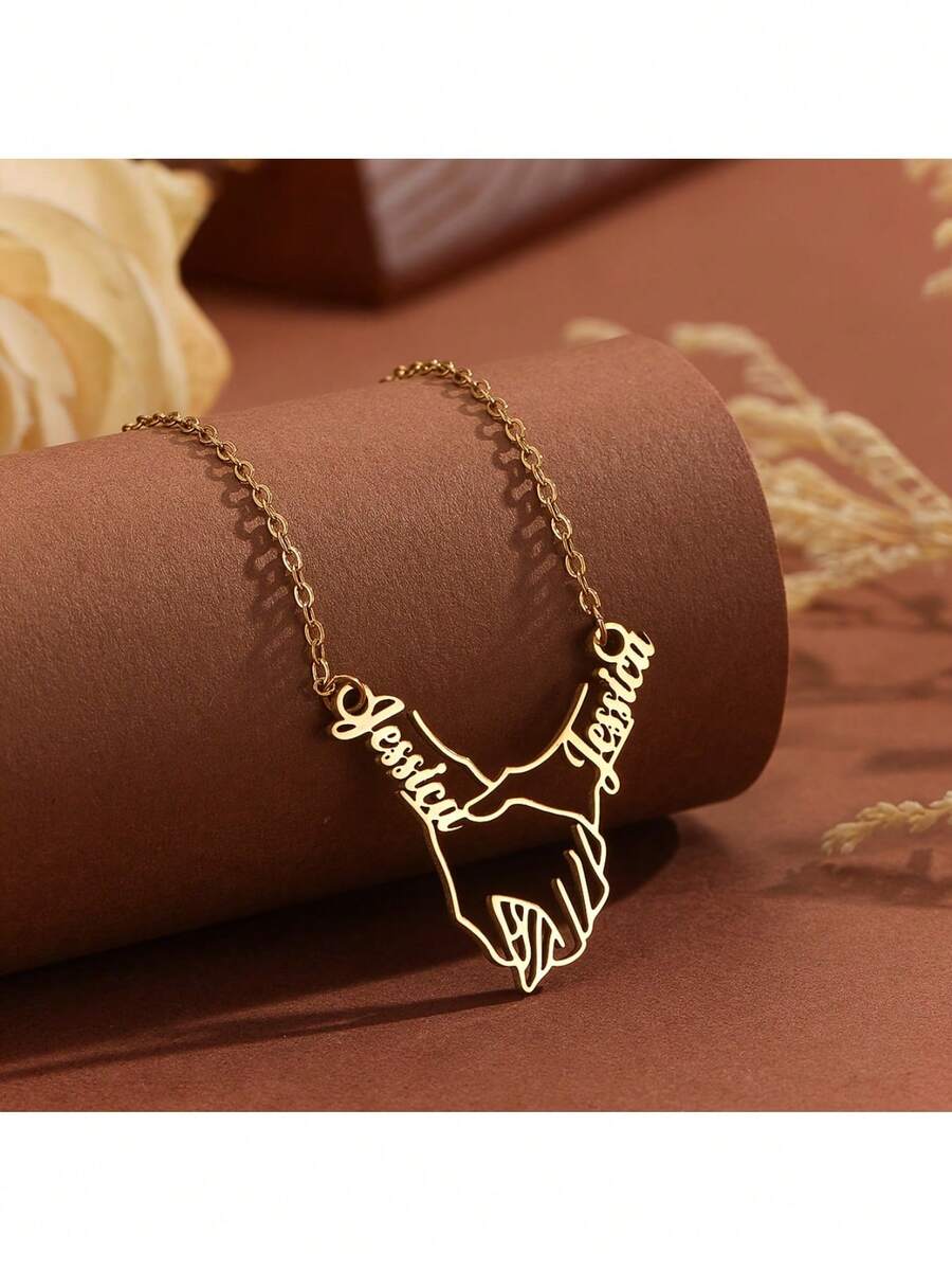 Dây chuyền mặt rỗng khắc tên/chữ theo yêu cầu, làm từ thép không gỉ 304, quà tặng Valentine cho người yêu. - Nhiều màu - Xem 1