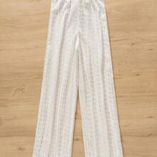 Swim Chiccia 2026 New Women's Summer Beach Vacation Elegant White Special Fabric Drawstring Cover-Up Pants - Blanco - Ver 3