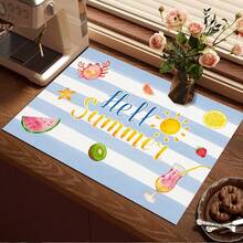 1pc Minimalist Watermelon Print Absorbent Mat/Drying Mat For Coffee Maker, Tableware - Polyester Absorbent Desktop Protective Mat With Rubber Anti-Slip Pad, For Kitchen Counter Decor, Home Bar And Dining Table - Multicolor - View 3