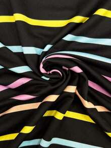 Camiseta de mujer de manga corta con cuello redondo y rayas, casual de verano - Multicolor 8 - Ver 4