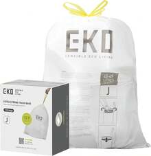 21 Gallon / 50-90 Liter, 60 Count Drawstring Trash Bags, Heavy-Duty Unscented Trash Bags, Easy-Dispense Roll For Kitchen & Home Use, Code G, White - 12.9 加侖袋裝/代碼 J - 查看 2