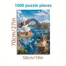 1盒1000片拼图,50*70厘米/19.7*27.6英寸 - 城市主题 - 大型成人拼图,DIY手工礼品,适合家居、客厅、办公室装饰,无框,圣诞节、万圣节、母亲节、新年、复活节礼物 - 彩色 - 查看 4