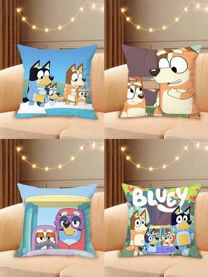  Bluey Themed Soft Throw Pillow Cover, Crafted From Premium, Skin-Friendly Fabric With Vibrant, Fade-Resistant Prints Of The Bluey Family In Iconic Scenes. The Hidden Zipper Design Ensures Easy Removal And Cleaning, While The Durable Stitching Guarantees Long-Lasting Use. Available In Multiple Sizes, This Pillowcase Adds A Cozy, Playful Touch To Sofas, Beds, Or Themed Rooms, Perfect For Fans Of The Show.