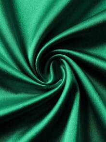 Nuevo vestido de mujer con cuello alto brillante, sin mangas, con cintura fruncida y asimétrico de ajuste ceñido - Verde - Ver 5
