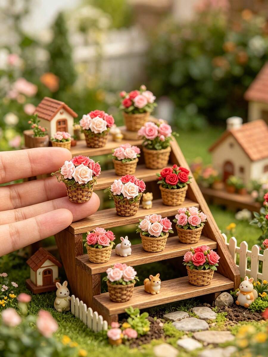 1pc Small Potted Plant Model Accessory, Mini Decorative Flower Pot, Miniature Scene Accessory, Architectural Model Decor, Miniature Scene Accessory, Model Photography Prop, Small Potted Plant, Gardening Gift, Home Decor