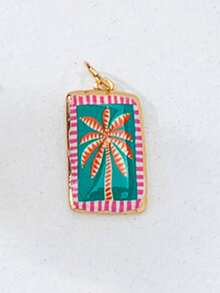 1pc Gold-Plated Colorful Enamel Pendant Necklace, Customizable Tropical Fruit Theme Pendant Necklace, Delicate Paperclip Chain Layered Jewelry, Cute Stackable Beach Holiday Daily Wear Women Gift - Multicolor - View 37
