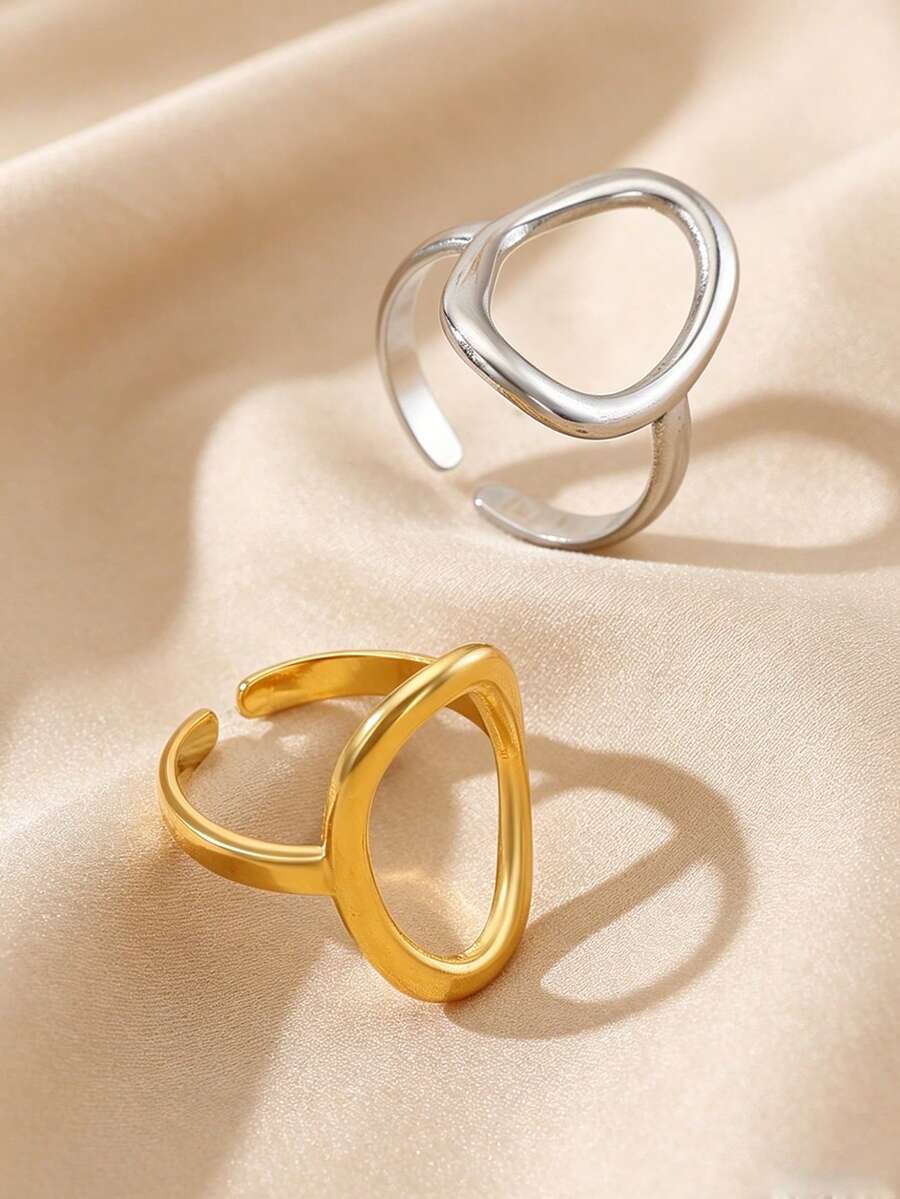 1 chiếc nhẫn hở bằng thép không gỉ không đối xứng, nhẫn kim loại hình học thời trang dành cho nữ, có thể điều chỉnh kích cỡ, thích hợp làm quà tặng cho Ngày của Mẹ, Lễ tốt nghiệp, Lễ Tạ ơn, Ngày Nhà giáo, sinh viên, người đi du lịch. - Nhiều màu - Xem 1