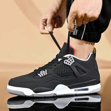 Men Fashion Street  Casual Sneakers, Hollow Grid Vent Panels, Arch Support Cushion Base, Sweat-Wicking Soft Liner For Daily Commute & Gift Pick - Black and Red DJ4 - View 4