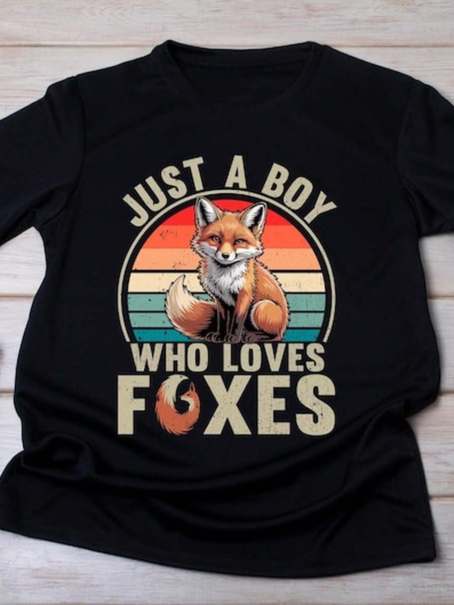 B1Oy's Fox T1S1Hirt Vintage StY1Le WildL1L1ife Lover T1EE