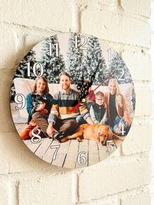 Customized Wooden Round Photo Wall Clock. Photos Can Be Customized. Creative DIY Digital Wall Clock, 8-Inch, 10-Inch Or 12-Inch Personalized Acrylic Wall Clock, Accurate And Reliable Timing. Mother's Day Gift, Personalized Family Gift, Silent Wall Clock For Mom And Grandma - Multicolor - View 5