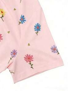 Camiseta de manga corta con estampado floral, camiseta de verano, blusa refrescante para damas, camiseta estética - Multicolor 15 - Ver 4