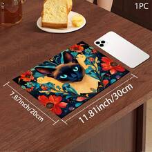 1pc Colorful Cat, Siamese Cat Print Pattern Absorbent Mat/Drying Mat For Coffee Maker, Tableware - Absorbent Polyester Desktop Protective Mat With Rubber Anti-Slip Pad, For Kitchen Counter Decor, Home Bar And Dining Table - Multicolor - View 15