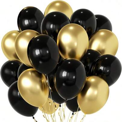 56pcs/28pcs Set Of 10-Inch Black And Gold Latex Balloon Arch Kit, Suitable For Graduation Party, Prom, Birthday Party, Anniversary, New Year Decoration