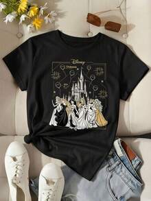 Women Black Cotton T-Shirt With Round Neck And Short Sleeves Medium Stretch Fabric For Everyday Comfort - 黑色 - 查看 1