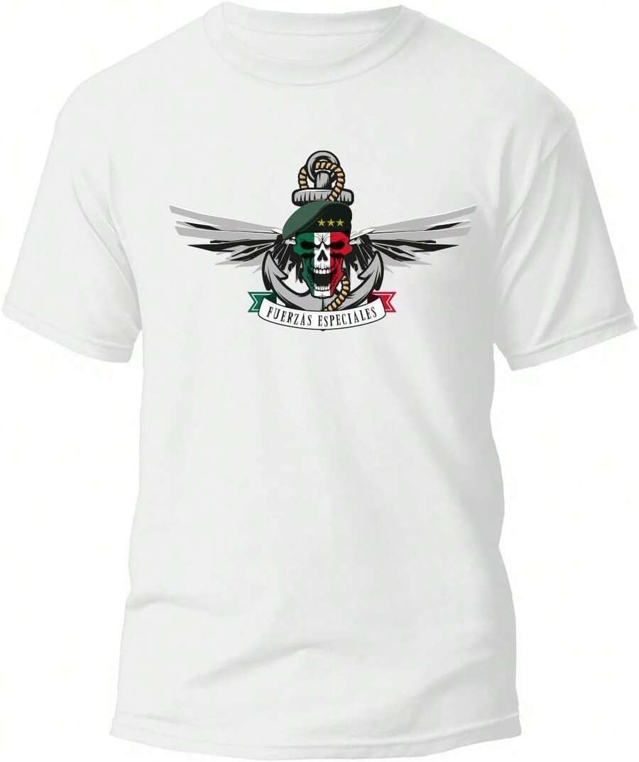 Playera para Caballero e Infantiles, Cuello Redondo, Diferentes Colores, diseño Fuerzas Especiales Méxicoshort-sleeve T-shirt / short-sleeve tee - Blanco - Ver 1