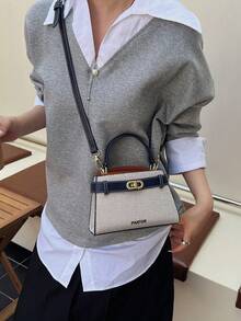 Fashionable Casual Versatile Portable Shoulder/Crossbody/Handheld Contrasting Color Women Small Square Bag - Blue - View 3