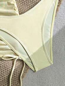 Conjunto de traje de baño de vacaciones para mujer, conjunto de vacaciones de verano para mujer, conjunto de playa para mujer - Amarillo - Ver 7